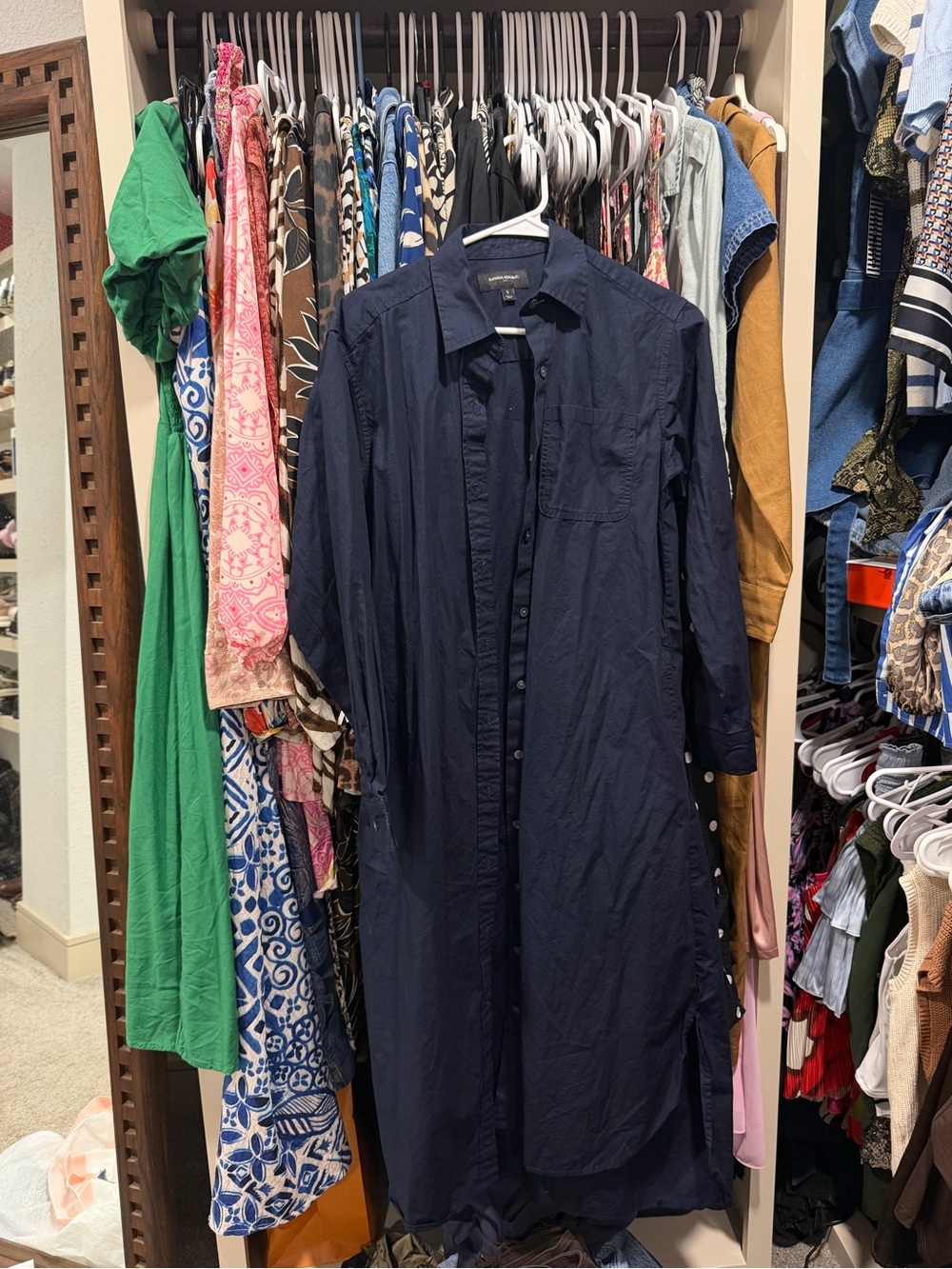 Banana Republic Navy Blue Maxi Shirt Dress with pockets